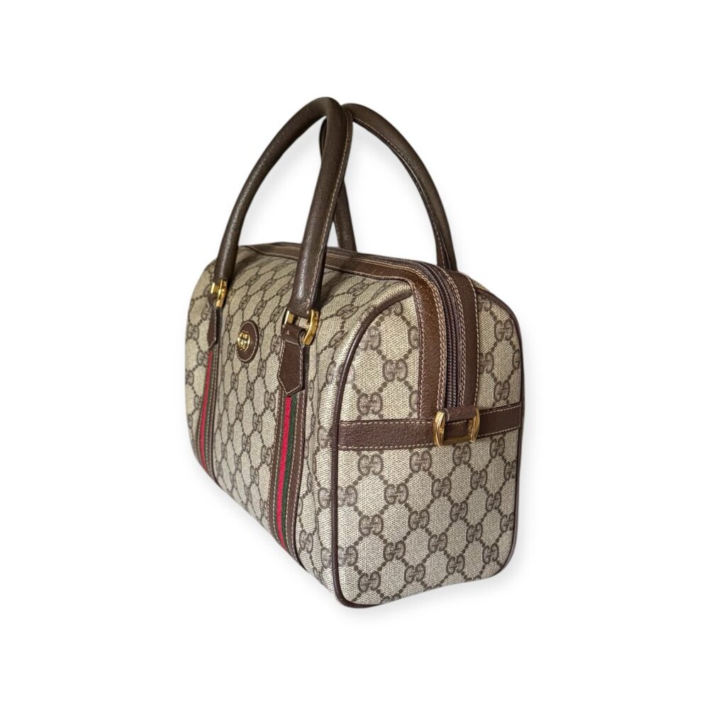 Vintage Gucci GG Supreme Boston Bag | Web Stripe | Dustbag + Strap - Picture 3 of 11